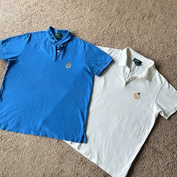 Bundle of Two Vintage Ralph Lauren White Blue Chest Crest Logo Short Sleeve Polo - Picture 1 of 13